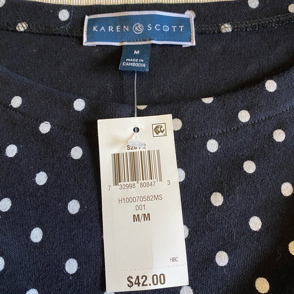 Karen Scott black and white polka dot top - Picture 4 of 4